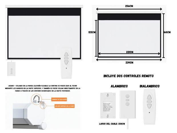 &uu PANTALLA PARA PROYECTOR 100 PULGADAS ELECTRICO (DETALLE ESTETICO)